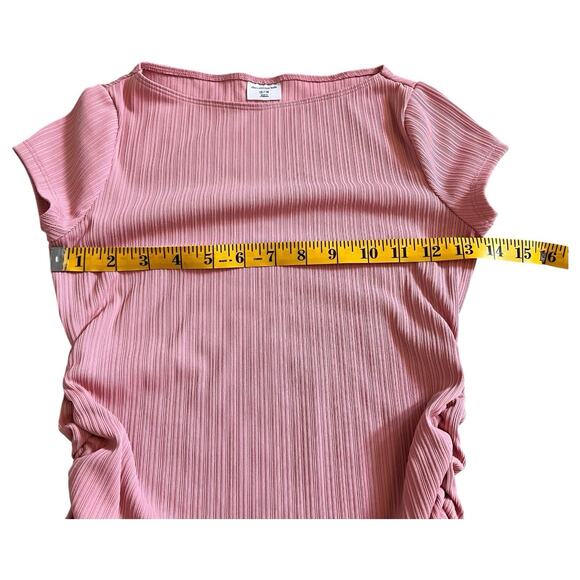 Abercrombie Kids T-Shirt Short Sleeve Pink Ruched Sides Blouse Top Size 13/14 - Picture 5 of 5
